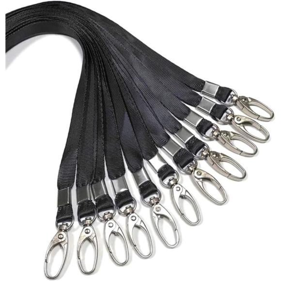 50 Pcs Lanyards Black Lanyard for Id Badges Nylon Lanyard Bulk Clip Swivel Hook - Picture 1 of 7
